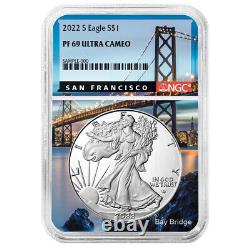2022-s Preuve $1 American Silver Eagle Ngc Pf69uc San Francisco Core