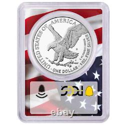 2022-s Preuve $1 American Silver Eagle Pcgs Pr70dcam Fdoi Flag Frame