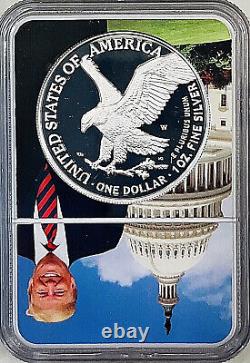 2022-w American Silver Eagle Proof $1 Ngc Pf70 Premier Jour D'émission Trump