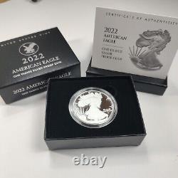 2022-w Preuve $1 American Silver Eagle Coin One Ounce Gouvernement Original 22ea