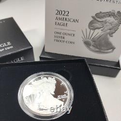 2022-w Preuve $1 American Silver Eagle Coin One Ounce Gouvernement Original 22ea