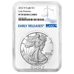 2022-w Preuve $1 American Silver Eagle Ngc Pf70uc Er Blue Label