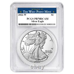 2022-w Preuve $1 American Silver Eagle Pcgs Pr70dcam West Point Label