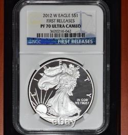 Aigle d'argent Proof W 2012 évalué Pf 70 Ultra Cameo par NGC avec boîtier de présentation