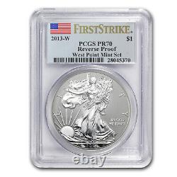Ensemble de deux pièces d'aigle en argent 2013 MS/PF-70 PCGS (FS, West Point) Référence SKU #76076