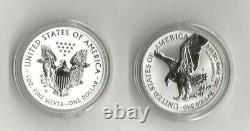 Ensemble de deux pièces en argent American Eagle d'une once avec finition épreuve inversée, édition 2021 (21xj)