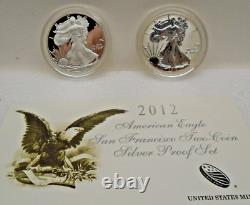 Ensemble de preuve de deux pièces American Eagle de San Francisco de 2012 en Amérique du Sud.