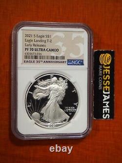 Étiquette Erreur 2021 S Proof Silver Eagle Ngc Pf70 Ultra Cameo Type 2 Vraiment A'w