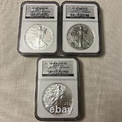 Jeux de 3 pièces de monnaie de 1 $ Eagle argenté 2006, preuve / non circulé, classé NGC PF69 MS69, Monnaie P&W
