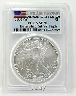 L'eagle Silver 2006? 20ème Anniversaire 3 Coin Set? Pcgs Pr70 Avec Ogp & Coa