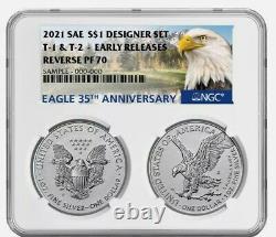 Ngc Pf70uc Fr American Eagle 2021 1 Oz Silver Inverser Proof 2 Coin Designer Set