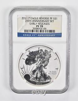 Pf70 2011-p American Silver Eagle Inverse Proof Er 25th Anniv Set Ngc 1911