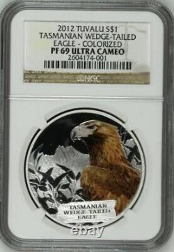 Pièce de monnaie en argent de 1 oz de Tuvalu 2012 Wedge Tailed Eagle en qualité de preuve PF69 NGC, tirée à 5000 exemplaires