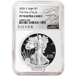 Prévente 2020-s Proof 1 $ Américain Silver Eagle Ngc Pf70uc Als Ide Étiquette