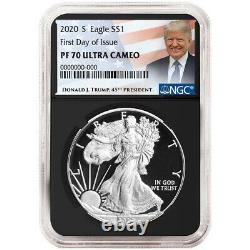 Prévente 2020-s Proof 1 $ Américain Silver Eagle Ngc Pf70uc Fdi Trump Étiquette Retro