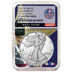 Prévente 2021-w Preuve $1 Type 2 American Silver Eagle Ngc Pf70uc Fdi West Point
