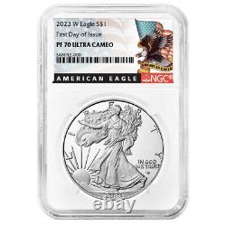 Prévente 2023-w Preuve $1 American Silver Eagle Ngc Pf70uc Ide Black Label