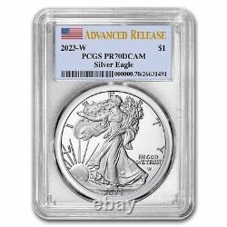 Translate this title in French: 2023-W 1 oz Proof Silver Eagle PR-70 PCGS (Advanced Release) SKU#258710<br/>  <br/>2023-W 1 once Aigle d'Argent Proof PR-70 PCGS (Sortie Avancée) SKU#258710